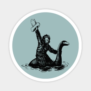 Bigfoot Riding Loch Ness Monster Magnet